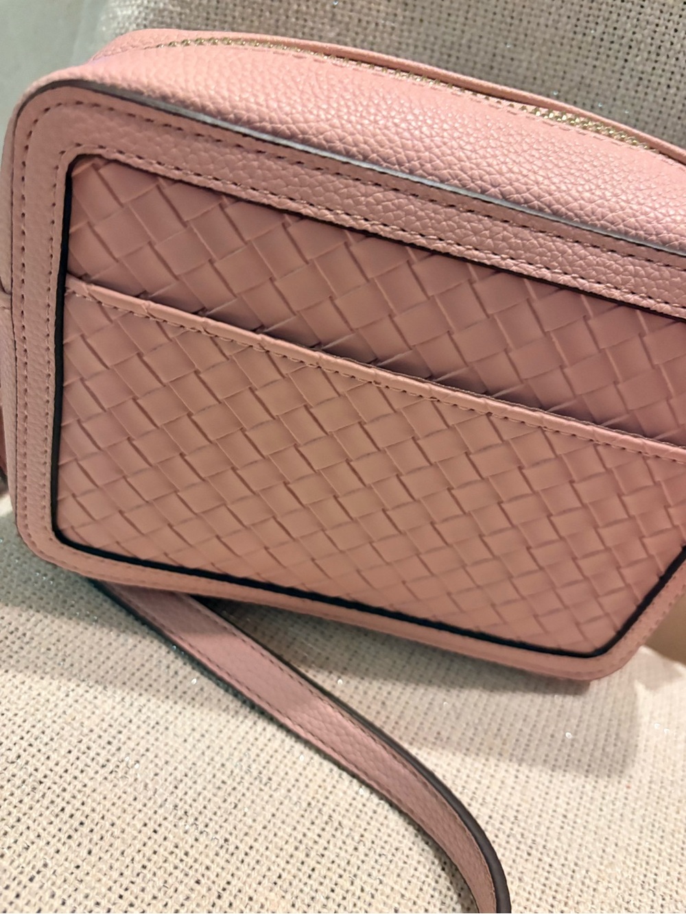 Nautica Blush Light Pink Woven Crossbody Bag - Picture 4 of 11